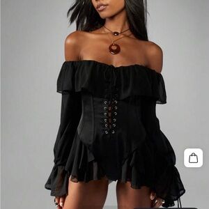 Black Off-Shoulder Corset Dress